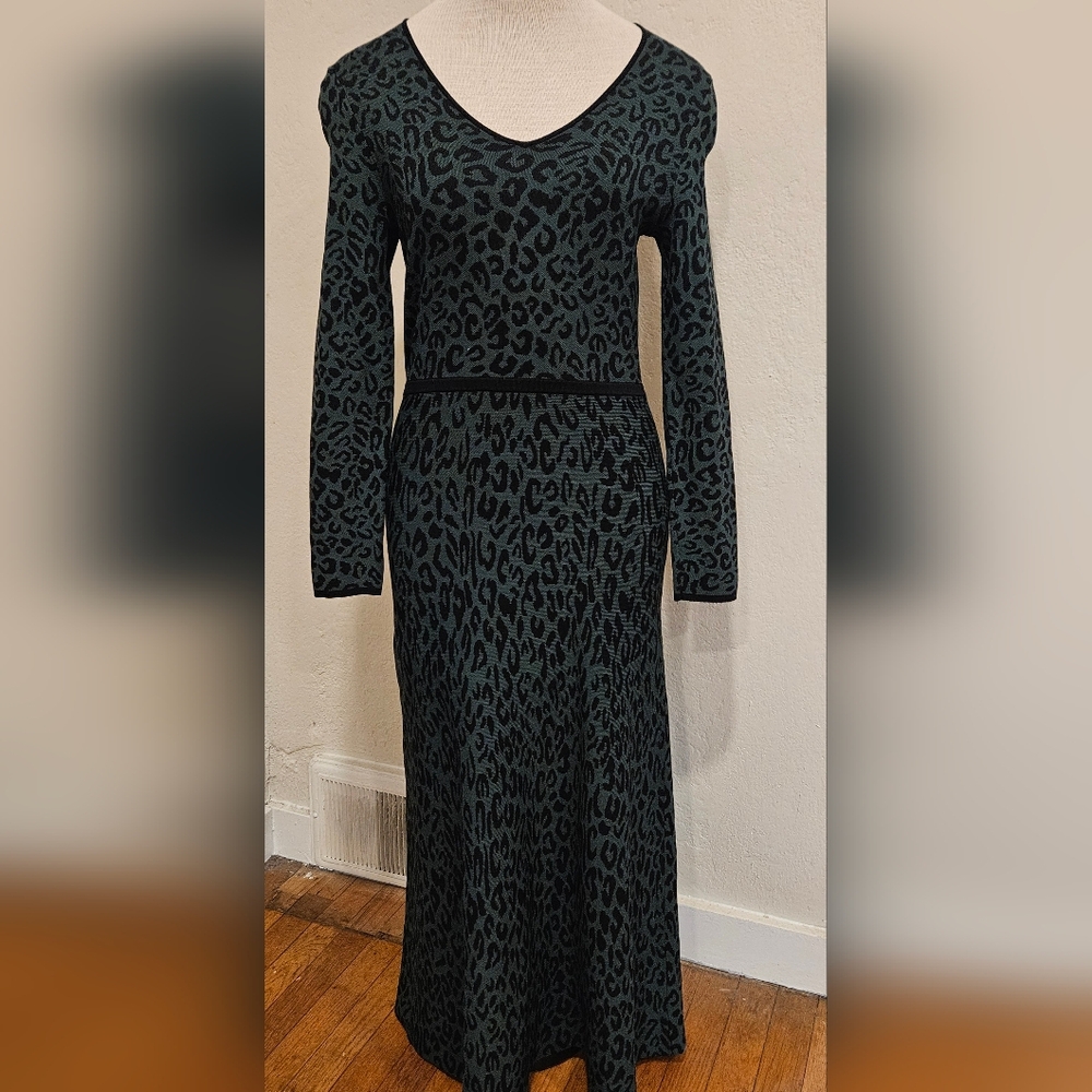 Great Jones Forest Leopard Classic Knit Dress Size M - Picture 3 of 8